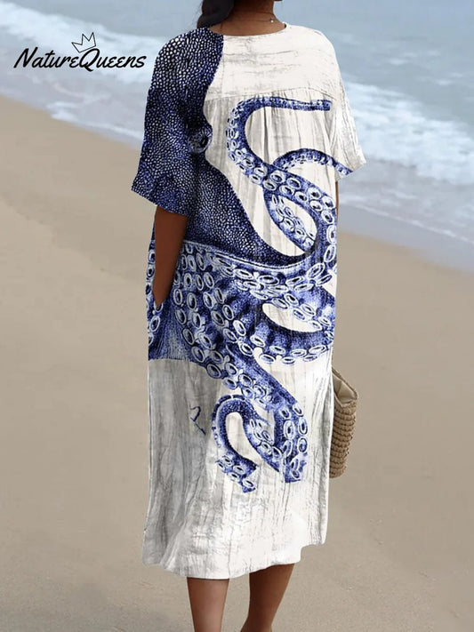 VESTIDO KAFTAN DISEÑO ARTISTICO FRESCO