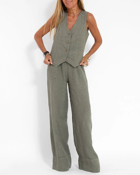 CONJUNTO OCASIONAL DOS PIEZAS DE LINO MARIA