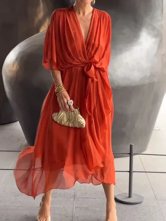VESTIDO CASUAL SOFISTICADO MIDI CAROLINE