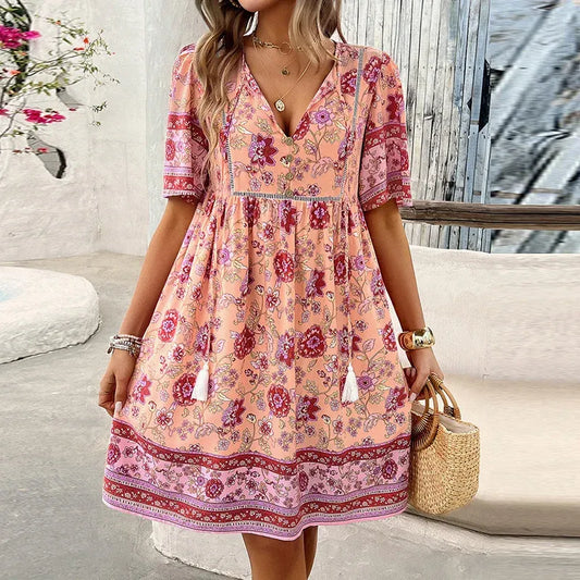 VESTIDO CORTO DE ESTAMPADO FLORAL