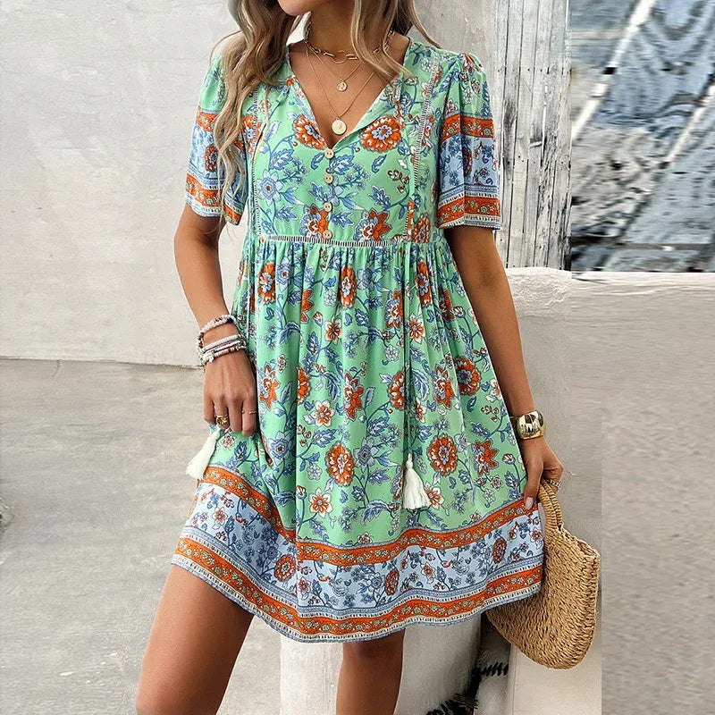 VESTIDO CORTO DE ESTAMPADO FLORAL