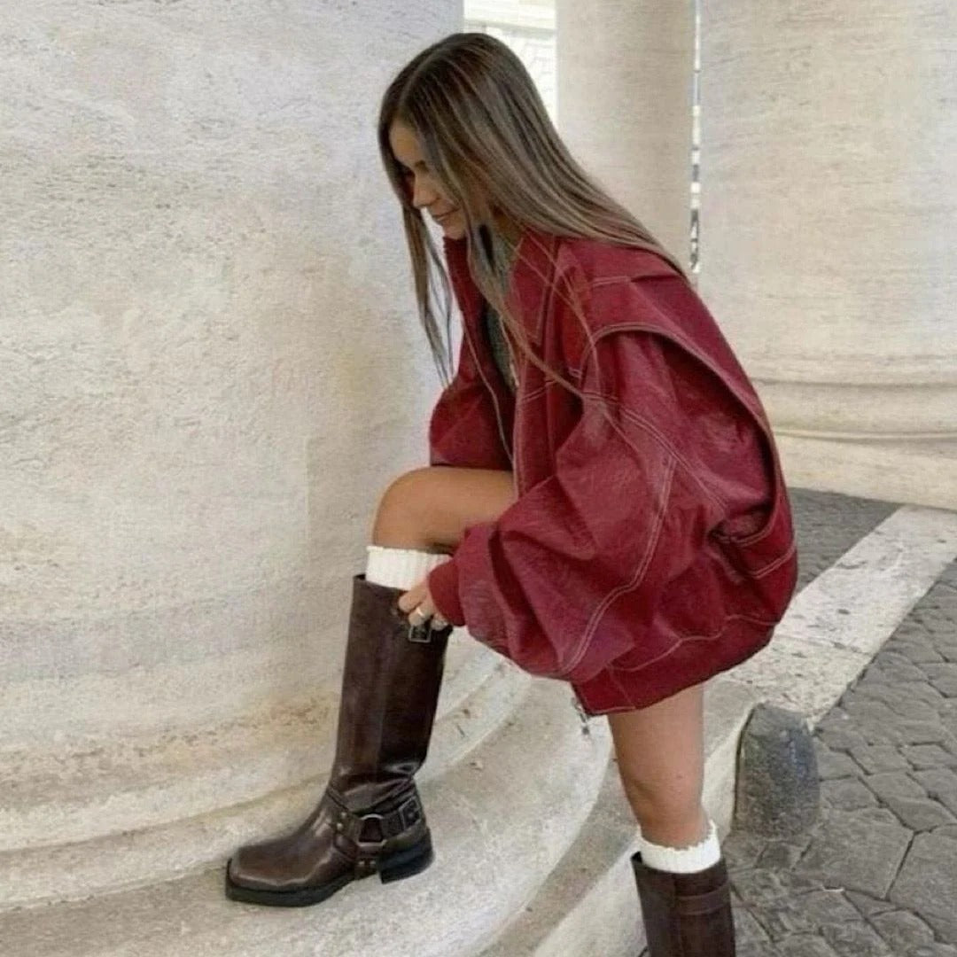 CHAQUETA DE CUERO OVERSIZE