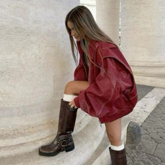 CHAQUETA DE CUERO OVERSIZE