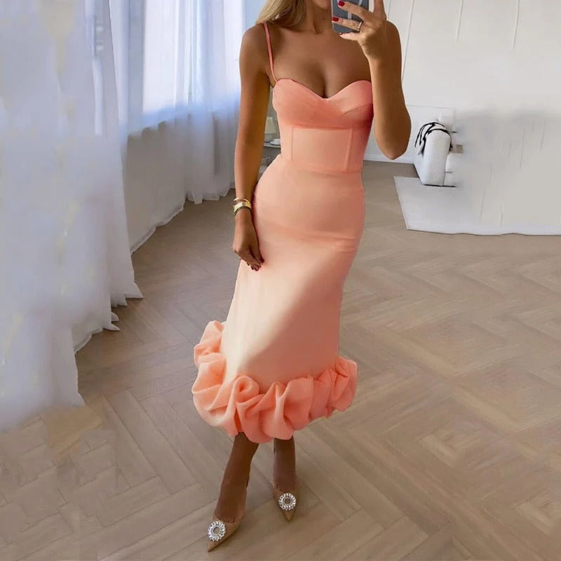 VESTIDO MIDI PRECIOSO ROMANCE RADIANTE