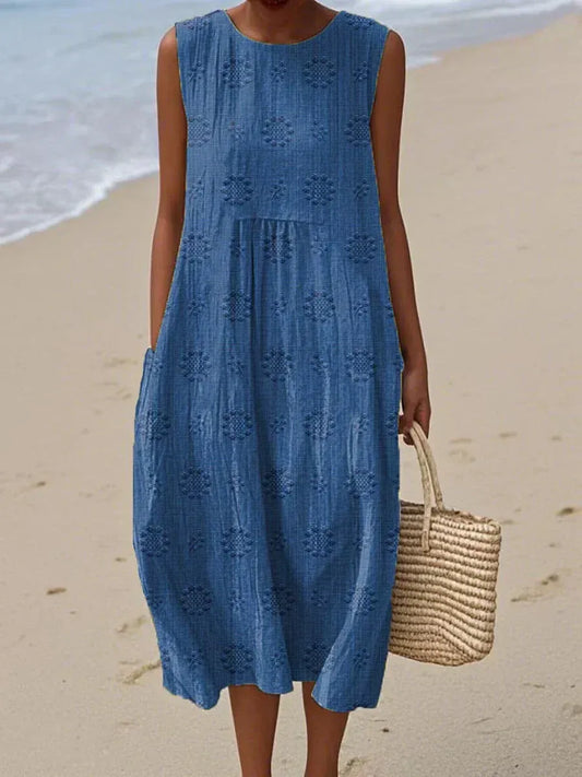 VESTIDO MIDI SIN MANGAS CASUAL HOLGADO