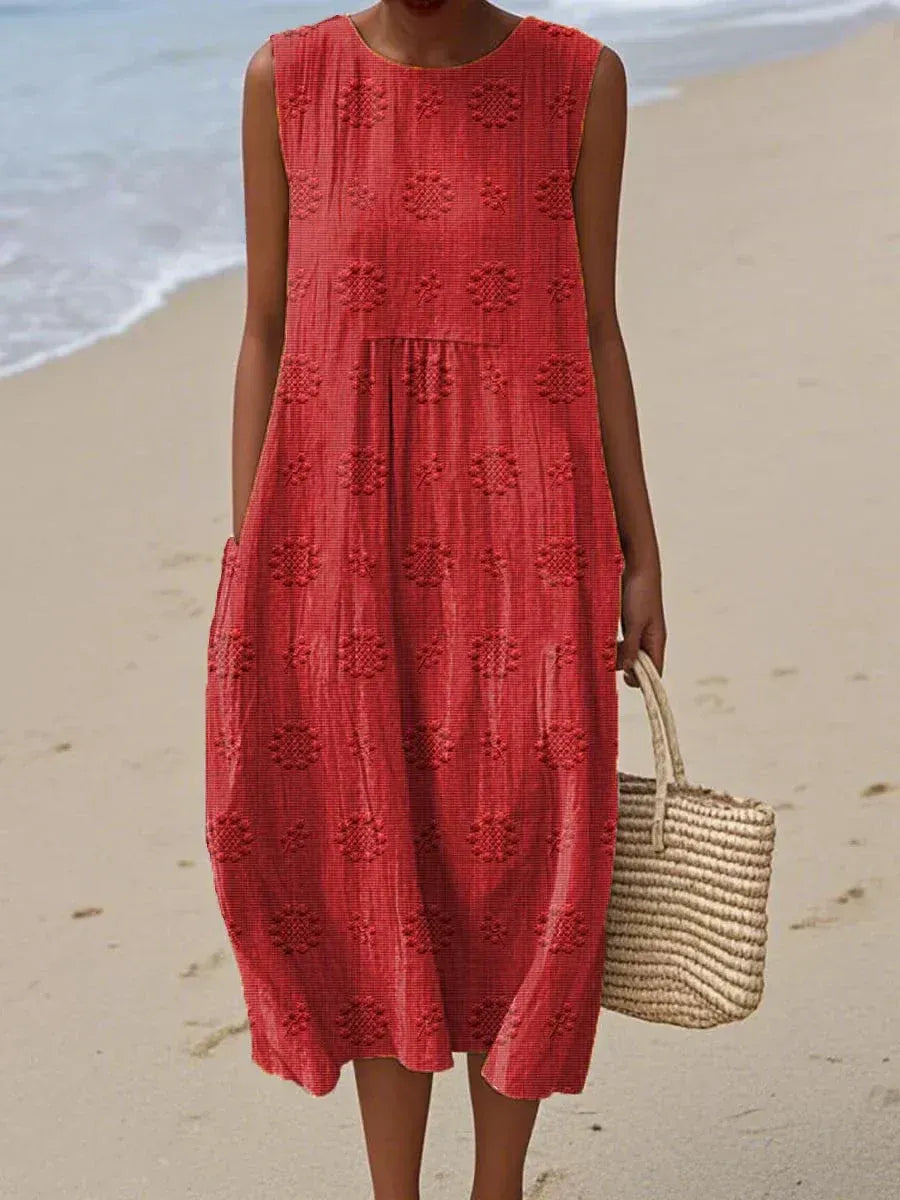 VESTIDO MIDI SIN MANGAS CASUAL HOLGADO