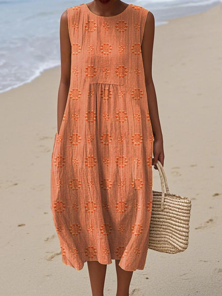 VESTIDO MIDI SIN MANGAS CASUAL HOLGADO