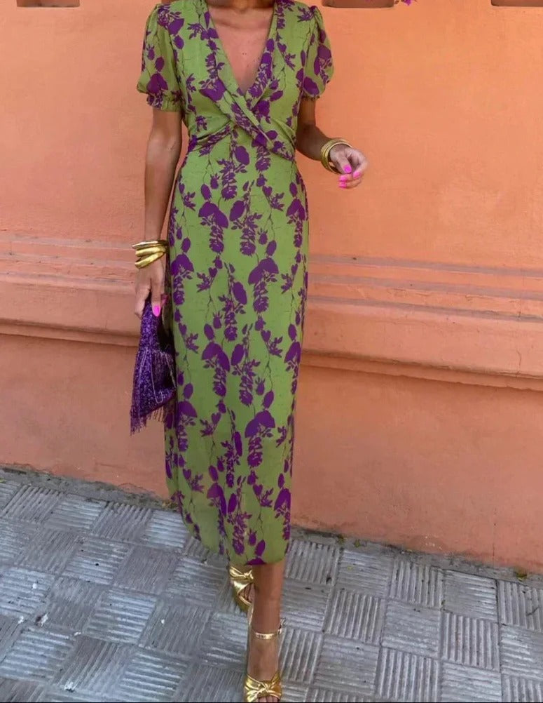 VESTIDO MIDI CASUAL ESTAMPADO FLORAL