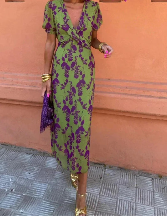 VESTIDO MIDI CASUAL ESTAMPADO FLORAL