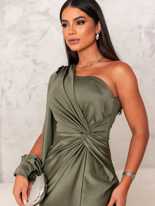VESTIDO DE FIESTA ELEGANTE ASIMETRICO CANSANDRA