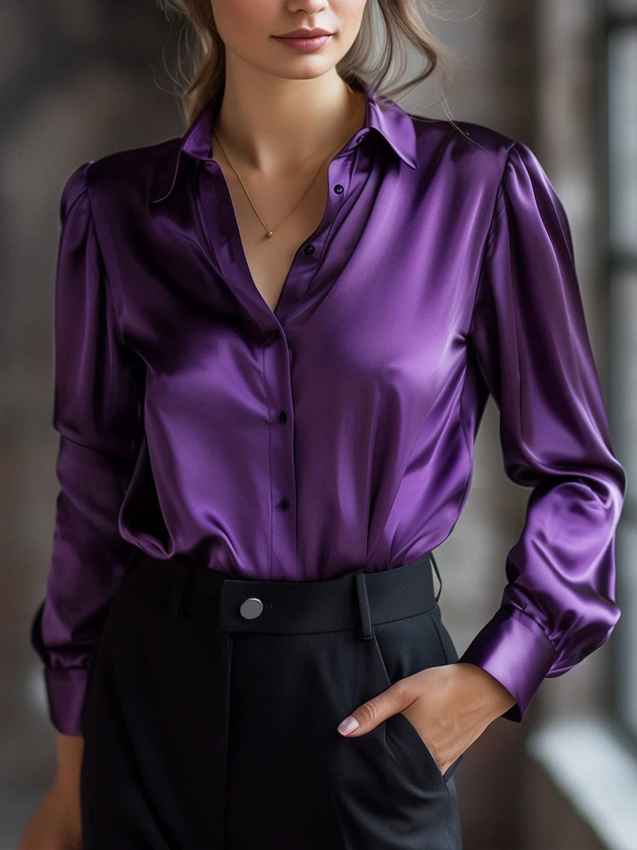 CAMISA DE SATEN CORTE CLASICO RADIANTE