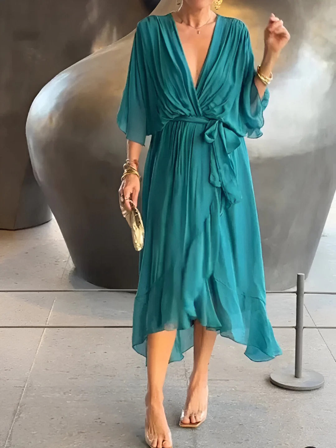 VESTIDO MIDI FLUIDO DE EVENTO EMILIA