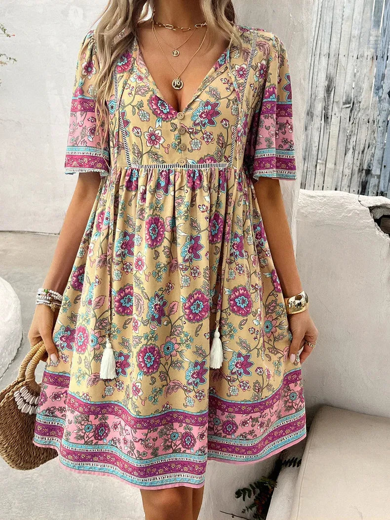 VESTIDO CORTO DE ESTAMPADO FLORAL
