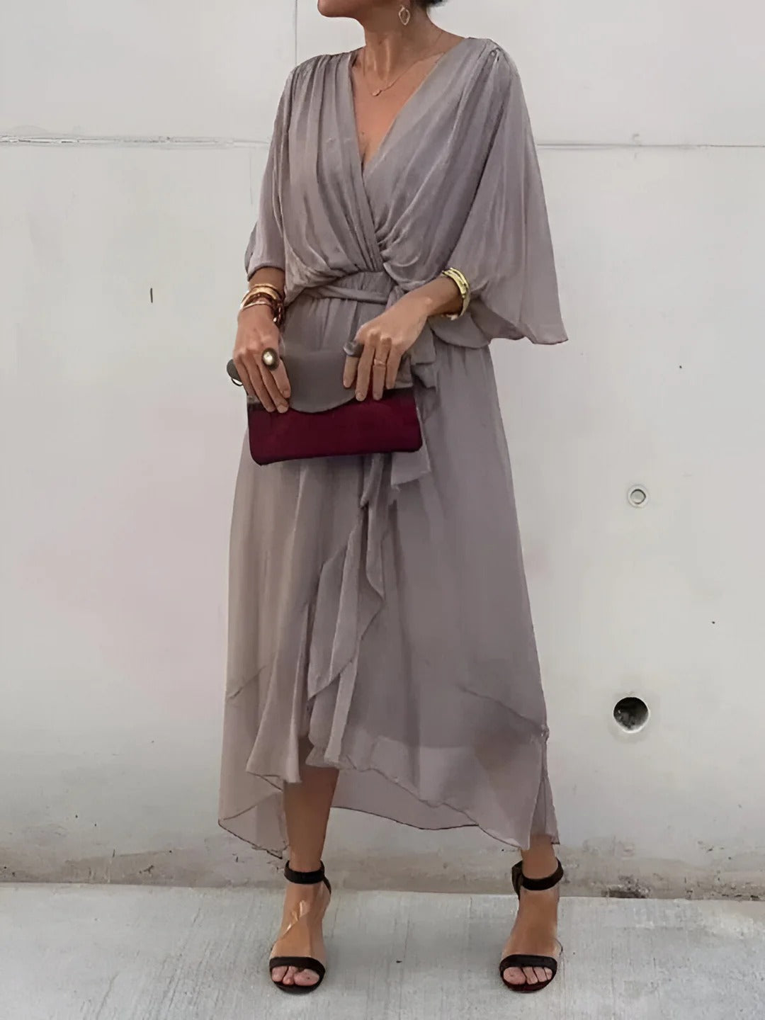 VESTIDO MIDI FLUIDO DE EVENTO EMILIA